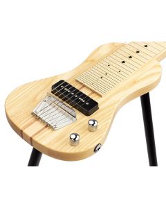 SX lapsteel gitaar, 8-snarig, USA swamp ash, inclusief tas en driepoot standaard, naturel