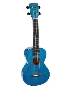 Mahalo Hano Series concert ukelele, gitaarmechanieken, Aquila snaren, transparant blauw, met tas