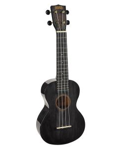 Mahalo Hano Series concert ukelele, 40mm wide neck, gitaarmechanieken, Aquila snaren, transparant zwart