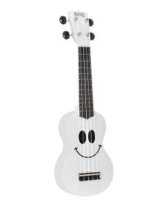 Mahalo Smiley Series sopraan ukelele, met gitaarmechanieken, nubone brugzadel, inclusief tas, wit