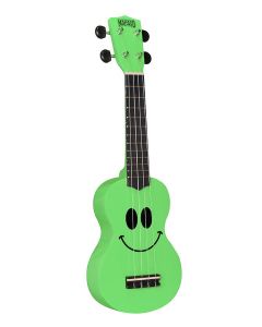 Mahalo Smiley Series sopraan ukelele, met gitaarmechanieken, nubone brugzadel, inclusief tas, groen