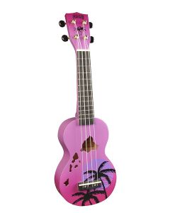 Mahalo Designer Series ukelele "Hawaii" met tas, paars burst