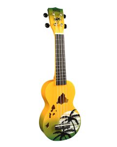 Mahalo Designer Series ukelele "Hawaii" met tas, groen burst