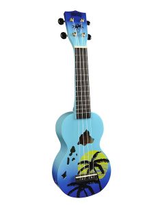 Mahalo Designer Series ukelele "Hawaii" met tas, blauw burst