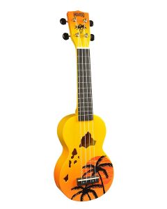 Mahalo Designer Series ukelele "Hawaii" met tas, oranje burst