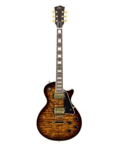 SX LP Custom style elektrische gitaar, mahonie/gevlamd esdoorn, 2 x humbucker, tobacco sunburst