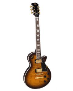 SX LP Custom style elektrische gitaar, mahonie/gevlamd esdoorn, 2 x humbucker, tobacco sunburst