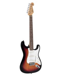 SX Standard Series elektrische gitaar met 3 single coil elementen en vintage tremolo, inclusief tas, sunburst