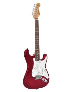 SX Standard Series elektrische gitaar met 3 single coil elementen en vintage tremolo, inclusief tas, candy apple rood