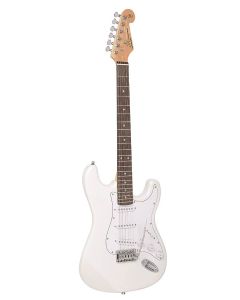 SX Standard Series elektrische gitaar met 3 single coil elementen en vintage tremolo, inclusief tas, wit