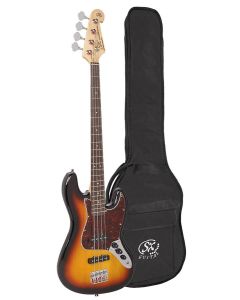 SX Standard Series J-style elektrische basgitaar met twee elementen, met gigbag, sunburst