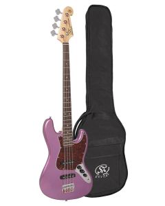 SX Standard Series J-style elektrische basgitaar met twee elementen, met gigbag, metallic paars