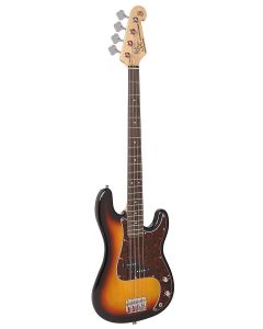 SX Standard Series P-style elektrische basgitaar met split single coil element, inclusief draagtas, 3 tone sunburst