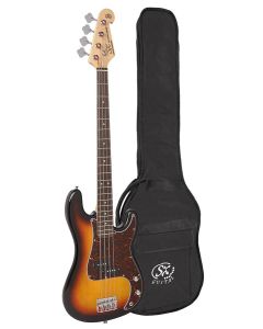 SX Standard Series P-style elektrische basgitaar met split single coil element, inclusief draagtas, 3 tone sunburst