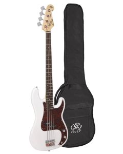 SX Standard Series P-style elektrische basgitaar met split single coil element, inclusief draagtas, wit