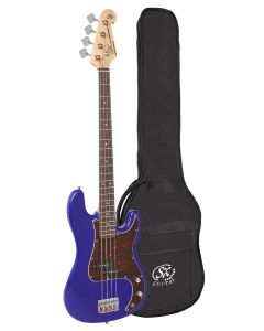 SX Standard Series P-style elektrische basgitaar met split single coil element, inclusief draagtas, electric blauw