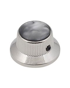 Boston bell knob with black pearl inlay, nickel