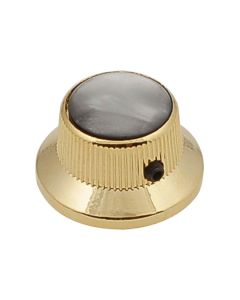 Boston bell knob with black pearl inlay, gold