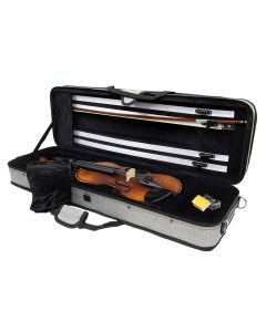 Leonardo Elementary series violin outfit 4/4, all solid, flamed maple back and sides, matt antique varnish, ebony fitting