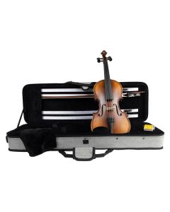 Leonardo Elementary series violin outfit 4/4, all solid, flamed maple back and sides, matt antique varnish, ebony fitting