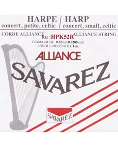 Savarez kleine of concert harp snaar, plain KF, 0,52mm, lengte: 1 meter, rood