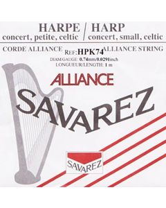 Savarez kleine of concert harp snaar, plain KF, 0,74mm, lengte: 1 meter