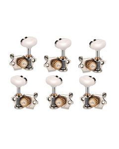 Schaller GrandTune Single machine heads 3L3R Butterbean, 21,7x6mm solid shaft, nickel