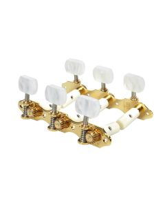 Schaller GrandTune Classic Hauser machine heads pearloid white pegs, white string rollers, gold