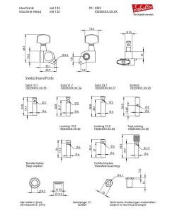 Schaller M6 135 enï en¾ en° machine heads 6L with small metal pegs, staggered locking shaft, chrome