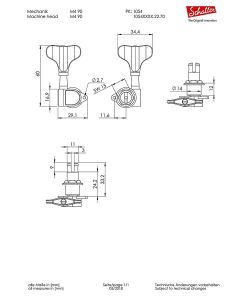 Schaller M4 90 enï en¾ en° Light machine heads 2L2R with M4 light pegs, splitted shaft, black chrome