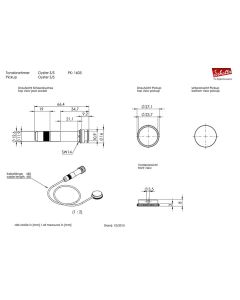 Schaller Oyster S/S single socket pickup for internal mount, 45cm cable with endpin jack