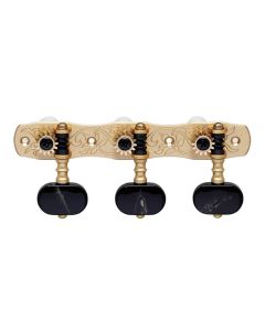 Gotoh machine heads for classic guitar, nylon shaft, 3x left 3x right, 70 mm, black button