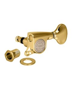 Gotoh machine heads for guitar, 3xL+3xR, ratio 1:18, gold button, gold