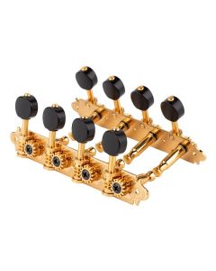 Gotoh machine heads for A-style mandolin, metal shaft, 69 mm,  black button, gold