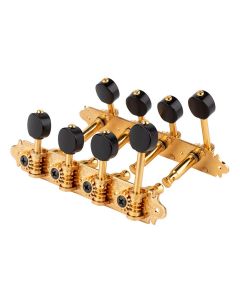 Gotoh machine heads for F-style mandolin, metal shaft, 69 mm, black button, gold