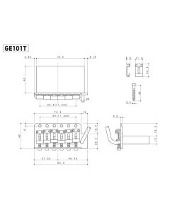 Gotoh tremolo, pitch 11,3 mm, zinc-diecast block, steel sheet metal saddles, 6 pivot points, chrome