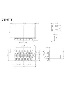 Gotoh Master Relic Collection tremolo, pitch 11,3 mm, steel block, steel sheet metal saddles with USA thread screws, 6 pivot poin