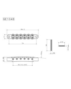 Gotoh Master Relic Collection bridge for e-guitar, "tune-o-matic", thumbwheel spacing 74,0mm, hard zinc saddles, aged nickel