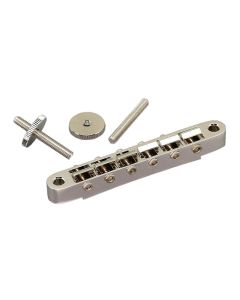 Gotoh bridge for e-guitar, "tune-o-matic", thumbwheel spacing 74,0mm, hard zinc saddles, nickel