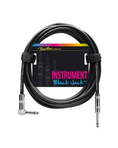 Boston Black Jack instrument cable, black, 1 x jack metal  1x angled jack metal, 1 meter