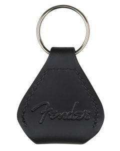 Fender leather pick holder keychain, black