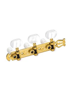 Schaller machine heads Lyra model, acrylic white pegs, white string rollers, gold