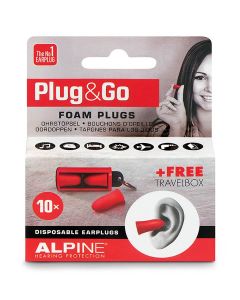 Alpine Hearing Protection Plug&Go oordoppen, soft foam, 5 paar met sleutelhanger travel box