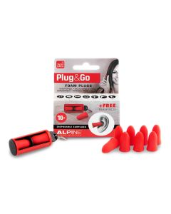 Alpine Hearing Protection Plug&Go oordoppen, soft foam, 5 paar met sleutelhanger travel box