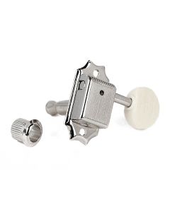 Gotoh machine heads for guitar, 3x left en right, ratio 1:15, oval cream button, nickel