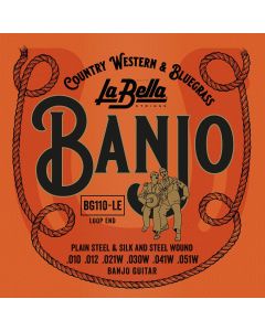 La Bella Acoustic Folk snarenset voor 6-snarige gitaar banjo, silk & steel, loop ends