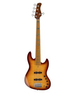 Sire Basses V10 Series Marcus Miller basgitaar, 5-snarig, swamp ash, massieve gevlamde esdoorn top, tobacco sunburst, inclusief gigbag