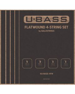 Galli snarenset voor bas ukulele, flatwound chrome steel on synthetic core, 4-snarig