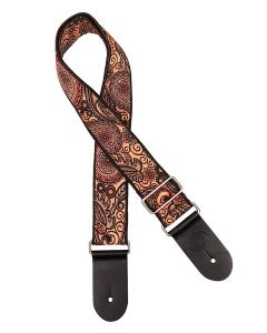 Gaucho Traditional Series guitar strap,2 inch jacquard jacquard weave, leather slips, multi colors12