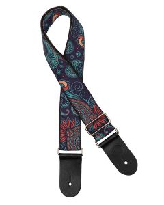 Gaucho Traditional Series guitar strap,2 inch jacquard jacquard weave, leather slips, multi colors200